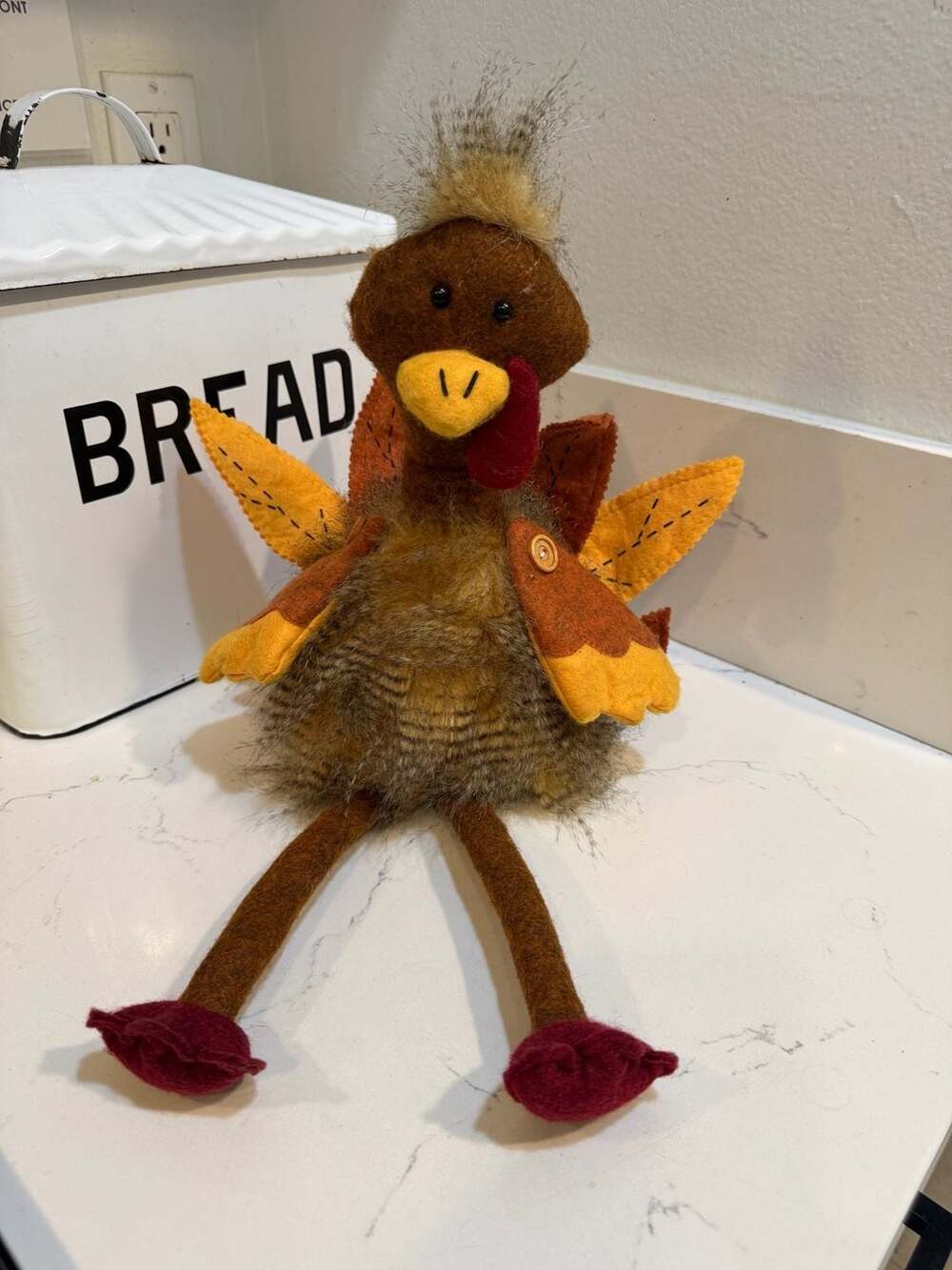 Midwest-CBK Harvest Turkey Felt and Faux Fur Shelf Sitter Decor